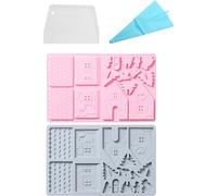2x Moule de Noël en silicone, Maison de Noël, Moules à fondant DIY Pour Noël, Décoration de gâteaux, Cupcake toppers, Bonbons, Chocolat, Pâte de caoutchouc