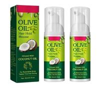2X Mousse Capillaire Hydratante Naturelle À L'huile D'Olive Bio 120ml | Fixation Longue Durée Anti Frisottis | Pour Boucles, Tresses & Perruques | Soin Naturel Cheveux Bouclés, Crépus & Lissés