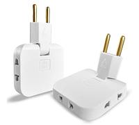 2x Multiprise Plate Derriere Meuble avec 3 Prises | Prise Plate avec Connexion Pivotante 180º | Multiprise Murale avec Adaptateur EU-US | Prise Multiple 16A/250V | Multiprise Extra Plate | Multiprises