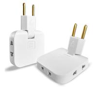 2X Multiprise Plate Derriere Meuble Avec 3 Prises Prise Plate Avec Connexion Pivotante 180º Multiprise Murale Avec Adaptateur Eu-Us Prise Multiple 16A/250V Multiprise Extra Plate Multiprise