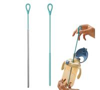 2X Nettoyeur De Pailles À Brosse Réutilisable,Goupillon Paille Brosses De Nettoyage Extra Longues avec Long Manche,Anti Dérapant Écailleur en Silicone pour Bouteille,Éprouvettes,Tasses,Biberon,25 Cm