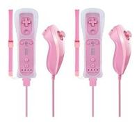 2x Rose Telecommande Avec Motion Plus + Nunchuck Compatible Nintendo Wii