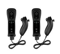 2x Noir Telecommande Avec Motion Plus + Nunchuck Blanc Compatible Nintendo Wii