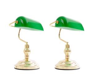 2x nostalgique Antique rétro lampe de banquier lampe de bureau éclairage Antique vert