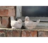 2x oiseau de décoration "moineau" en terre cuite, couleur sable, hauteur 10 cm, figure décorative oiseau, décoration de balcon & jardin pour l'extérieur