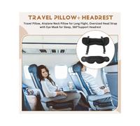 2X Oreiller de , Oreiller Cervical pour Longs Vols, Sangle de Tête Surdimensionnée avec Masque pour les Yeux pour Dormir, Appui-Tête à 360.
