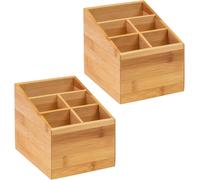 2x Organisateur De Cuisine,5 Compartiments,Dimensions: 13 X 13,5 X 16 Cm,Bambou,Tapas + Friends,Brun,698422e3