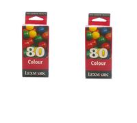 2x Original Lexmark 80 Encre Cartouche pour Colorjetprinter 3200 5000 5700 7000