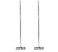 2X Outil de Nettoyage de Vitre Tige Telescopique Double Face Laveur de Vitre Raclette D'Essuie-Glace Brosse pour la Tete Rotative A Long Manche Laveur