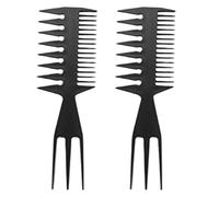 2X Outil de Salon de Beauté de Peigne de Fourche de Cheveux de Peigne de Style de Dent à Double Face
