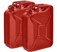2x Oxid7® Bidon d'essence en métal | Bidon de carburant de 20 litres | Jerrican Homologué Carburant | Convient pour l'essence & diesel | Bidon de carburant de 20L avec homologation UN [Rouge]