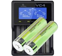 2x Panasonic 18650 batterie Li-Ion et chargeur rapide 4x Li-Ion, 1x AccuCell AccuSafe boîtier pour 1-2 18650 batterie