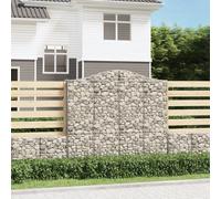 Vidaxl Paniers À Gabions Arqués 2 Pcs 200x50x140/160 Cm Fer Galvanisé