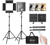 2x Panneau Lumière Photo, 448 LED, avec Télécommande, Bicolores Lampe vidéo, Intensité Variable, vidéo, Streaming, Youtube,TikTok