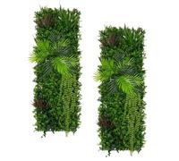 2x Panneau Mural Végétal Artificiel 50cm x 150 cm Alina Feuillage Fleur Verdure Carreau Intérieur Extérieur Résistant Aux Intempéries & UV Privée Décor Jardin Maison Fermoirs Fixations INCLUSES