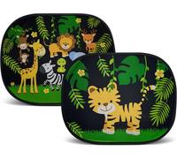 2x Pare-Soleil De Voiture Avec 8 Ventouses-Motif Animaux De La Jungle-44x36cm-Fenêtre De Voiture Fenêtre Latérale Pare-Soleil De Voiture Vitre Latérale-Bébé Enfants Filles Garçons