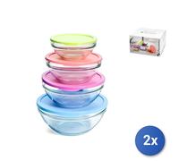 2x Pasabahce Set Récipients Frigo en Verre 4 pcs Tondo Snack