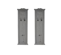 2x patère, portemanteau, vestiaire ouvert, 28x3,5x109cm, shabby, vintage, gris Gris
