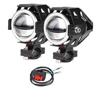 2x Phares De Moto Avec Des Yeux D'ange Lumières U7 DRL Fog Lampes De Conduite Pour Voitures Vélo Bateau ATV Projecteurs Avant Haut/Dim/Strobe 3 Modes 3500K Bleu Couleur Inclus Commutateur