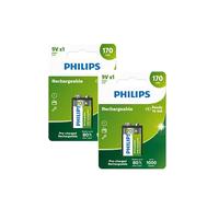 2x Philips 9 V Bloc Accu NiMH 170mAh 8,4V Rechargeable 6HR61