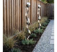 2x Pic Pour Jardin En Acier Inoxydable Design Spirale Boule, 140 cm