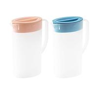2X Pichet à Jus avec Couvercle, 1,5 L Pichet en Plastique, Pichet d'eau pour Réfrigérateur, Carafe à Eau avec Poignée, Cruche à Eau pour Thé Glacé Jus Limonade Lait Boissons Froides, pour Fête aison