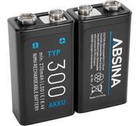 2X Pile 9V Rechargeable 300 à Faible Auto-Décharge - Piles 9V NiMH avec 8,4V & au Minimum 270mAh - Batterie 9V Rechargeable, Pile 6LR61 9V, 6LR20 9V Pile, Pile rectangulaire 9V, Pile 9V 6F22