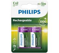 2x Piles Rechargeables Philips C NiMH 1,2V 3000mAh HR14 Baby