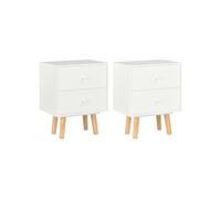 Tables De Chevet 2 Pcs Blanc 40 X 30 X 50 Cm Pin Massif Blanc