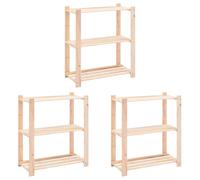 2x Pin Solide Etagères de Rangement 3 Niveaux 150 kg Stockage Maison vidaXL