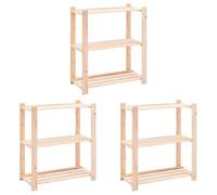 2x Pin Solide Etagères de Rangement 3 Niveaux 150 kg Stockage Maison vidaXL