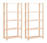 2x Pin Solide Étagères de Stockage 5 Niveaux 250 kg Atelier Entrepôt vidaXL