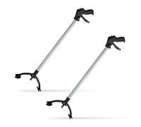 2X Pinces de préhension, Outil de ramassage, pour Personnes âgées, Aluminium, Plastique, 88 cm, Noir/argenté