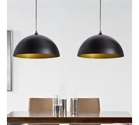 vidaXL Plafonnier demi-sphérique noir – hauteur réglable – 2 pièces