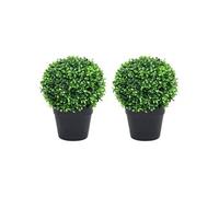 vidaXL Plantes de buis artificiel 2 pcs avec pots Boule Vert 32 cm