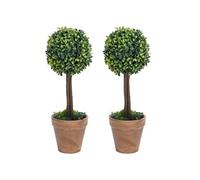 2x Plantes de Buis Artificiel avec Pots Boule Fausse Plante Réaliste Décor Floral Décoration d'Extérieur Jardin Salon Vert 56 cm