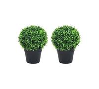 vidaXL Plantes de buis artificiel 2 pcs avec pots Boule Vert 37 cm