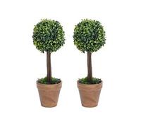 vidaXL 2x Plantes de Buis Artificiel avec Pots Boule Fausse Plante Réaliste Décor Floral Décoration d'Extérieur Jardin Salon Vert 41 cm Vert G