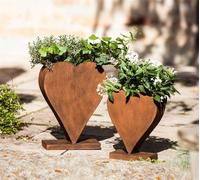 2x planteur "Rostherz" en métal aspect rouille, debout en forme de coeur, pot de fleurs, pot de plantes, récipient pour plantes, décoration de jardin pour l'extérieur