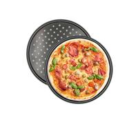 2x Plaque à pizza Plaque à tarte flambée Ronde Perforée Acier au carbone 32 cm