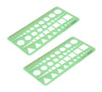 2x Plastique Vert Circles Carres Hexagones Geometrique Modele Ruler 0-20cm