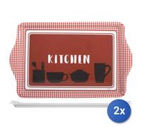 2X Plateaux En Mélamine Cuisine Rouge 46,5X29,5 H&H