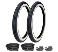 2x Pneus à flancs blancs Kenda K252 2.25-19 (2 1/4 x 19) 37L TT + chambres à air + fond de jante | Pneus moto vintage pour voitures anciennes