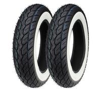 2x Pneus à flancs blancs Kenda K418 3.50-10 (3 1/2 x 10) 51J TL - Pneu scooter de haute qualité pour un look classique