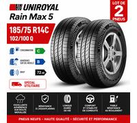2x Pneus UNIROYAL RAIN MAX 5 185/75 R14C 102/100Q Été Utilitaire Neufs