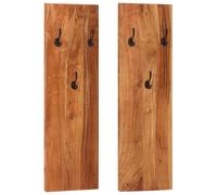 2x Porte-manteaux Muraux 36x3x110 cm Bois d'Acacia Massif Intérieur vidaXL
