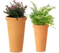 2X Pot de fleurs Pot décoratif Pot rond et haut 30/40 cm Ensemble Classic Pot de plantes Pour la maison, Le jardin Orange