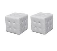 2x Pouf Cube Capitonné Noir Similicuir Salon Canapé Siège Repose-pied vidaXL