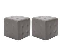 2x Poufs Gris Similicuir Tabouret Cube Repose-Pied Salon Chambre Maison vidaXL