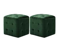 2x Poufs Gris Tissu Velours Tabouret Cube Repose-Pied Salon Chambre vidaXL